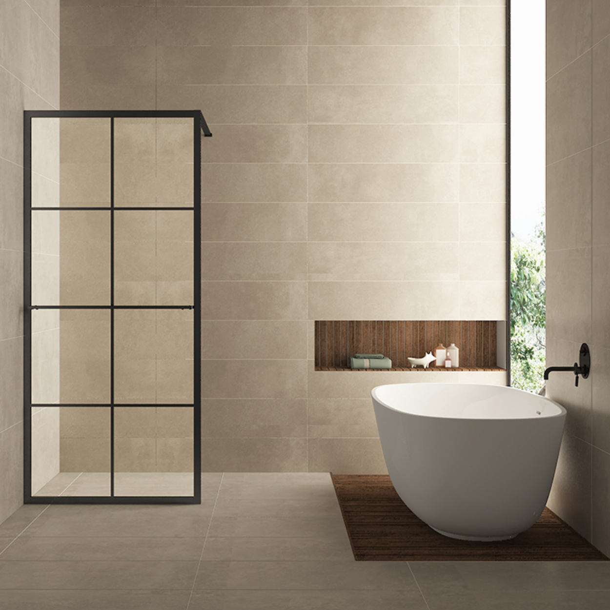 Wiesbaden Maaz Inloopdouche met raster 10mm NANO Helder Glas / Mat Zwart